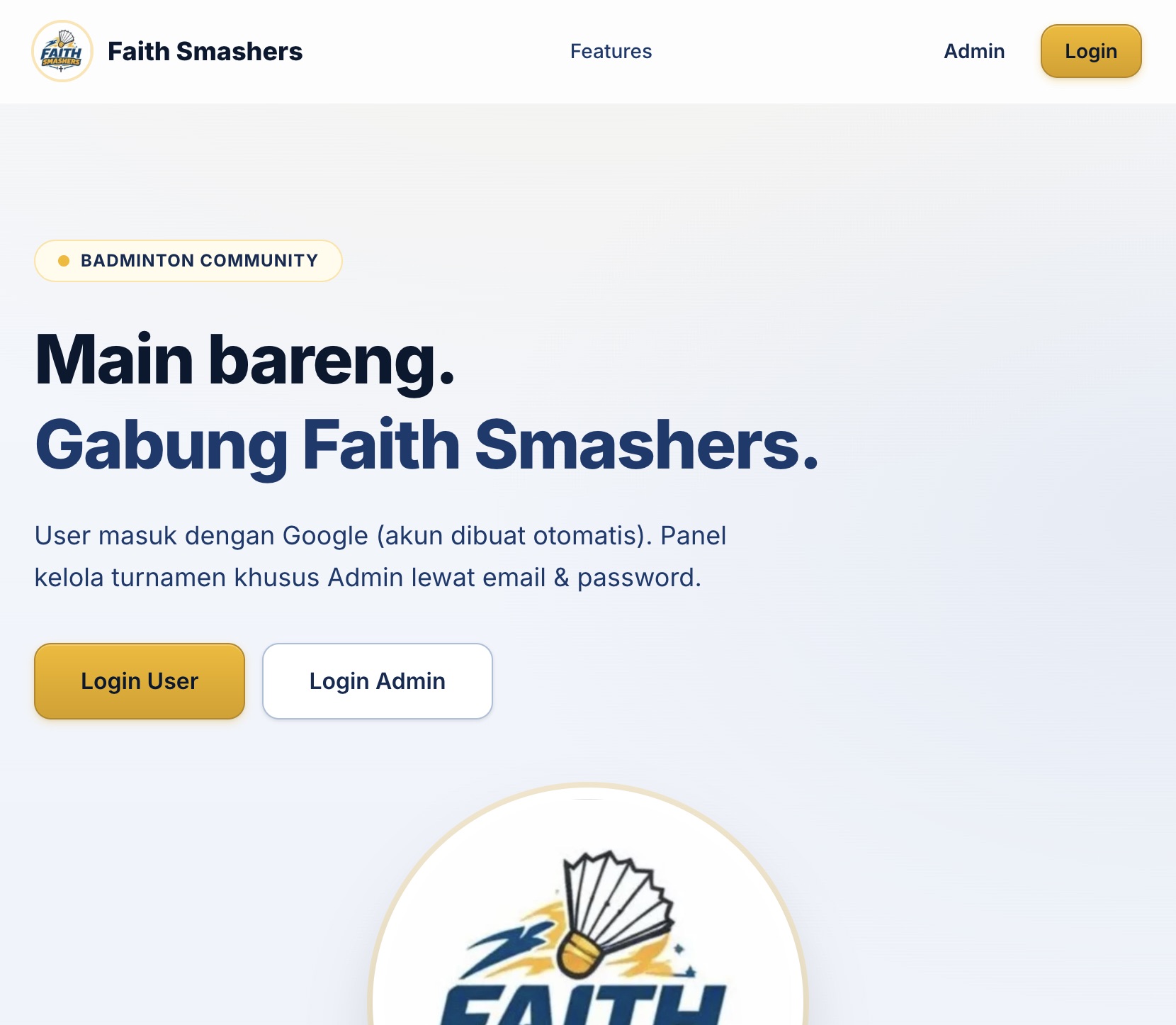 Faith Smashers — Badminton Tournament Manager